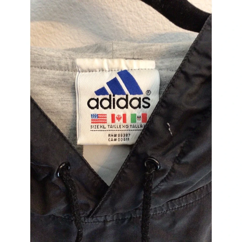 Vintage 90s Adidas Black Windbreaker‎ Jacket Hooded Men's Size XL